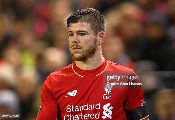 Alberto Moreno of Liverpool FC during the UEFA Europa League match between Liverpool FC and FC Girondins de Bordeaux at Anfield on November 26, 2015...