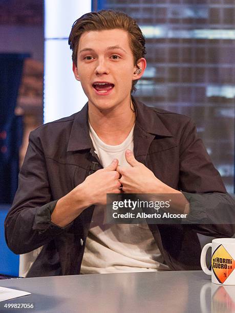 Tom Holland attends 'El Hormiguero' TV Show on December 3, 2015 in Madrid, Spain.