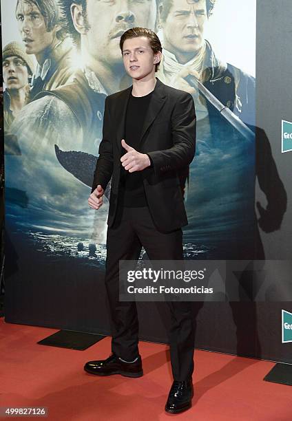Tom Holland attends the 'In The Heart Of The Sea' Premiere at Callao Cinema on December 3, 2015 in Madrid, Spain.