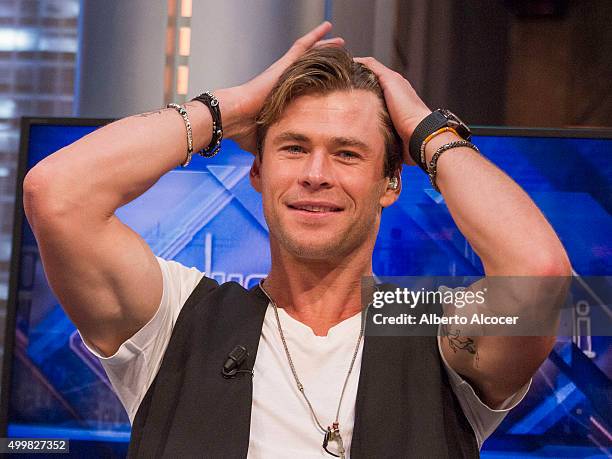 Chris Hemsworth attends 'El Hormiguero' TV Show on December 3, 2015 in Madrid, Spain.