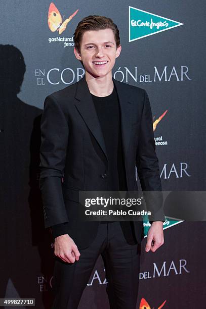 Actor Tom Holland attends the 'En el Corazon del Mar' premiere at Callao City Lights Cinema on December 3, 2015 in Madrid, Spain.