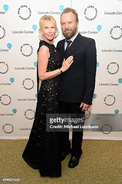 Trudie Styler and Sting attend Sinatra Voice for A Century Event at David Geffen Hall on December 3, 2015 in New York City.
