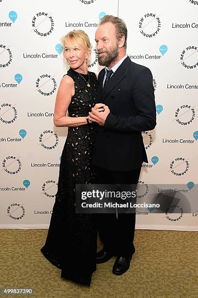 Trudie Styler and Sting attend Sinatra Voice for A Century Event at David Geffen Hall on December 3, 2015 in New York City.