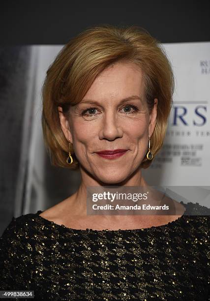 Actress Juliet Stevenson attends the Los Angeles special screening of "The Letters" at the Landmark Theatre on December 3, 2015 in Los Angeles,...