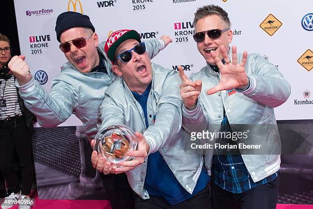Fettes Brot' attends the 1Live Krone 2015 at Jahrhunderthalle on December 3, 2015 in Bochum, Germany.