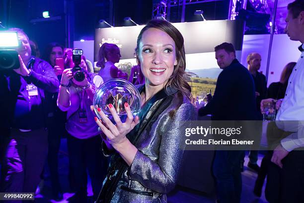 Carolin Kebekus presents her award during the 1Live Krone 2015 at Jahrhunderthalle on December 3, 2015 in Bochum, Germany.