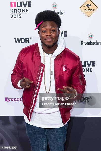 Jokah Tululu attends the 1Live Krone 2015 at Jahrhunderthalle on December 3, 2015 in Bochum, Germany.