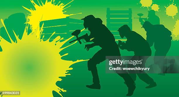 stockillustraties, clipart, cartoons en iconen met paintball team - combat sport