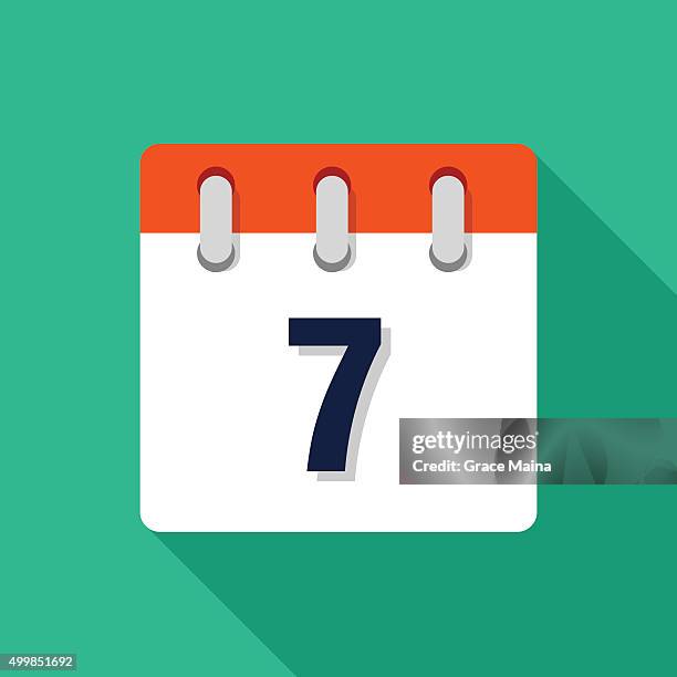 seventh flachen design-kalender-symbol-vektor - zahl 7 stock-grafiken, -clipart, -cartoons und -symbole