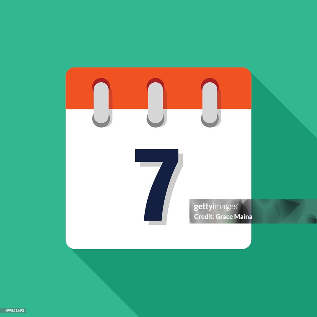 Seventh Flat Design Calendar Icon - VECTOR