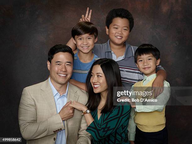 Walt Disney Television via Getty Images's "Fresh Off the Boat" stars Randall Park as Louis Huang, Forrest Wheeler as Emery Huang, Constance Wu as...