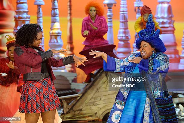 Pictured: Shanice Williams as Dorothy, Amber Riley as Addapearle --