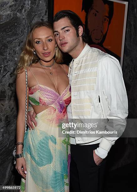 Peter Brant and guest attend Aby Rosen and Samantha Boardman host their Annual Dinner at The Dutch W Hotel South Beach on December 3, 2015 in Miami,...