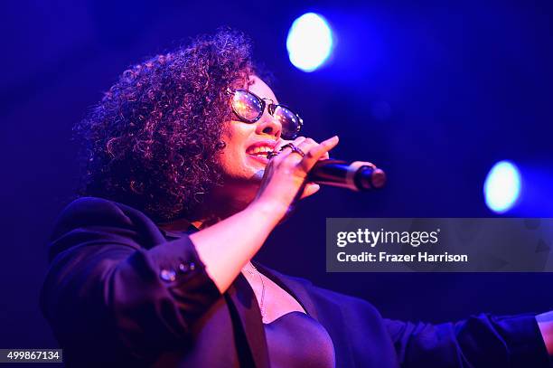 Singer Alicia Keys performs onstage at The Dean Collection X BACARDI Untameable House Party on December 3, 2015 in Miami, Florida.