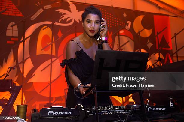 Hannah Bronfman spins at The Dean Collection X BACARDI Untameable House Party on December 3, 2015 in Miami, Florida.