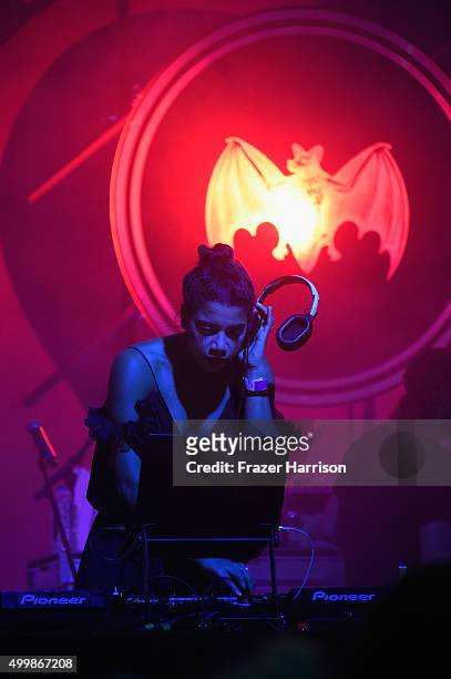 Hannah Bronfman spins at The Dean Collection X BACARDI Untameable House Party on December 3, 2015 in Miami, Florida.