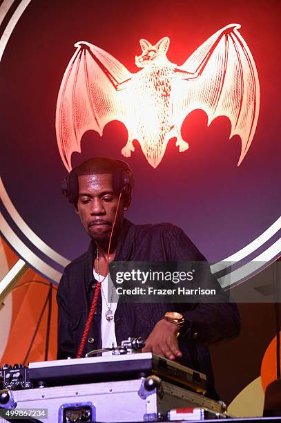 Young Guru spins at The Dean Collection X BACARDI Untameable House Party on December 3, 2015 in Miami, Florida.