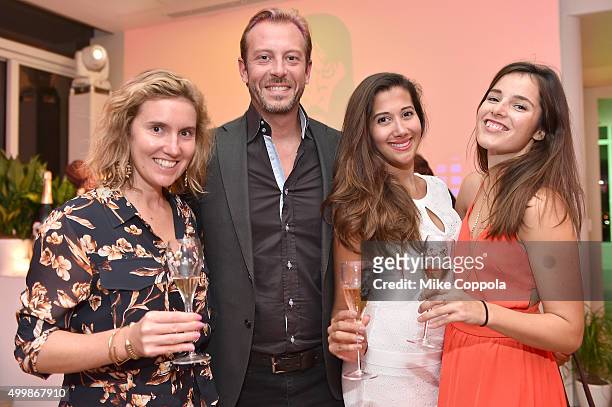 Aygline Pechdo, Fabien Lepaitre, Helena Jose and Iris Decamps attend the Raspoutine Paris Pop-Up At L'Eden By Perrier Jouet at Penthouse at the Faena...