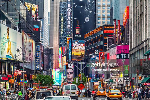 times square billboard on the buildings - broadway manhattan stock pictures, royalty-free photos & images