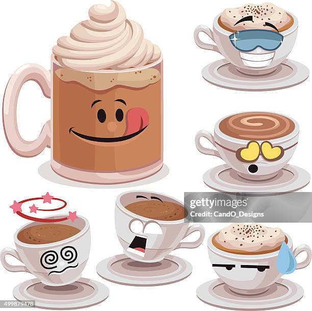 coffee cartoon set a - drink emoji stock illustrations