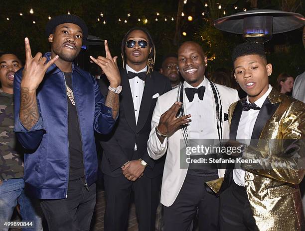 Rappers Meek Mill, Future, actors Tyrese Gibson and Bryshere Y. Gray attend the GQ 20th Anniversary Men of the Year Party at Chateau Marmont on...