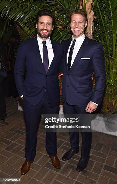 Actors Edgar Ramirez and Luke Bracey attend the GQ 20th Anniversary Men of the Year Party at Chateau Marmont on December 3, 2015 in Los Angeles,...