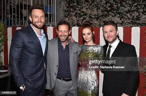 Actors Joel McHale, guest, model Lydia Hearst and comedian attends the GQ 20th Anniversary Men of the Year Party at Chateau Marmont on December 3,...