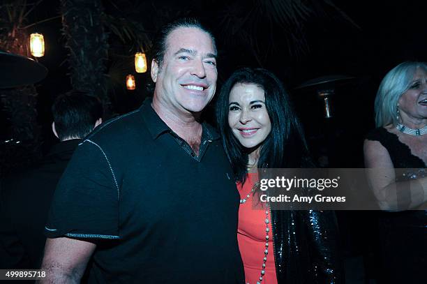 Mark Kearney and Maria Conchita Alonso attend the Project Divine from JGerard Peace Gallery, a VIP celebrity cocktail event with black Carpet and...