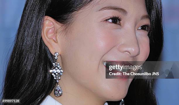 Kang Ji-Young attends the movie 'Under A Different Sky, My Sky, Your Sky' press conference at Cafe Alver on December 3, 2015 in Seoul, South Korea.