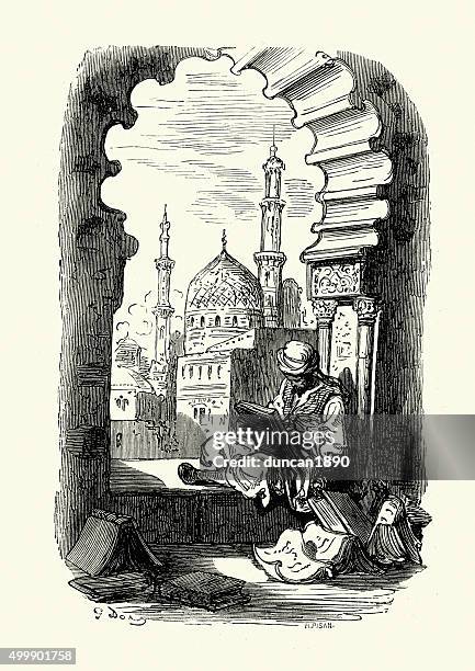don quixote - moorish scholar - don quixote stock illustrations