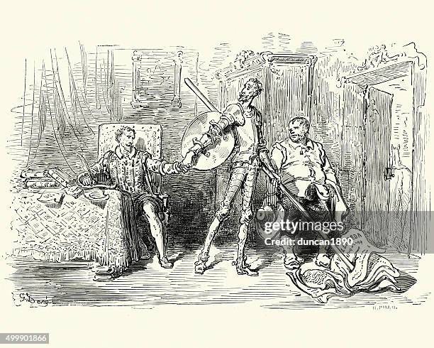 illustrations, cliparts, dessins animés et icônes de don quichotte - gustave-dore-caricatures-gustave-dore