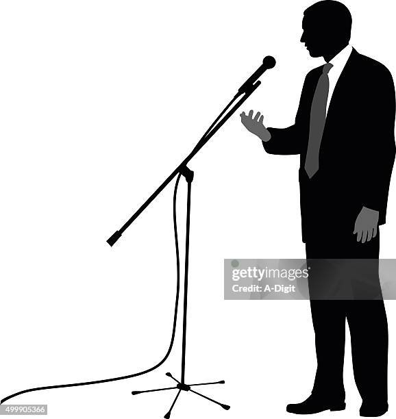 conquering public speaking fear - microphone stand stock illustrations
