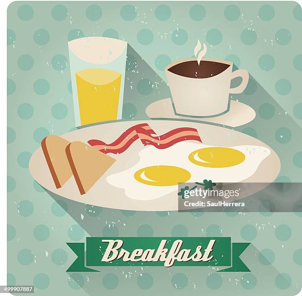 breakfast vignette - bacon breakfast stock illustrations