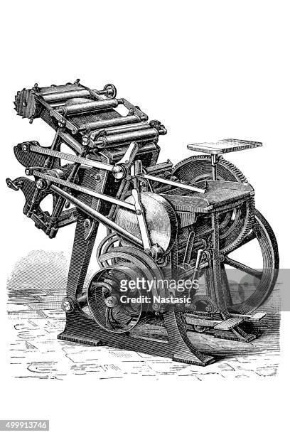 antique printing press - antique printing press stock illustrations