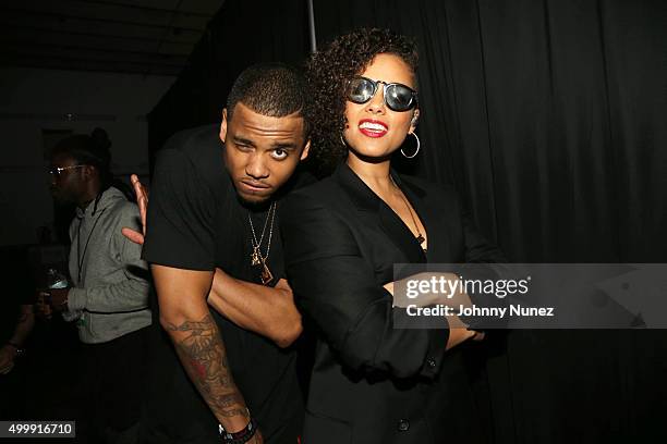 Mack Wilds and Alicia Keys attend Day 1 of The Dean Collection X BACARDI Untameable House Party on December 3 in Miami, Florida.