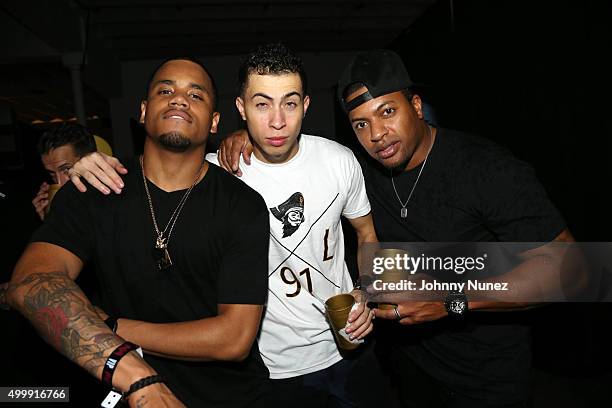 Mack Wilds, Cole Cook, and Snagz attend Day 1 of The Dean Collection X BACARDI Untameable House Party on December 3 in Miami, Florida.