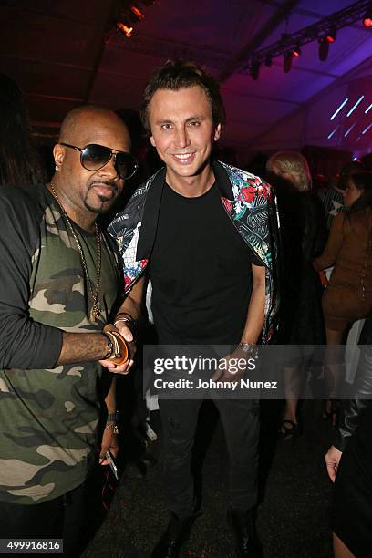 Jermaine Dupri and Jonathan Cheban attend Day 1 of The Dean Collection X BACARDI Untameable House Party on December 3 in Miami, Florida.