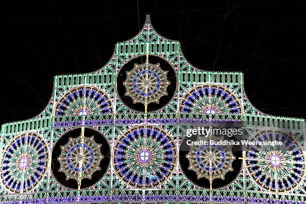 An illuminated structure seen as a part of the 21th Kobe Luminarie on December 4, 2015 in Kobe, Japan. This annual event, initially started in 1995...