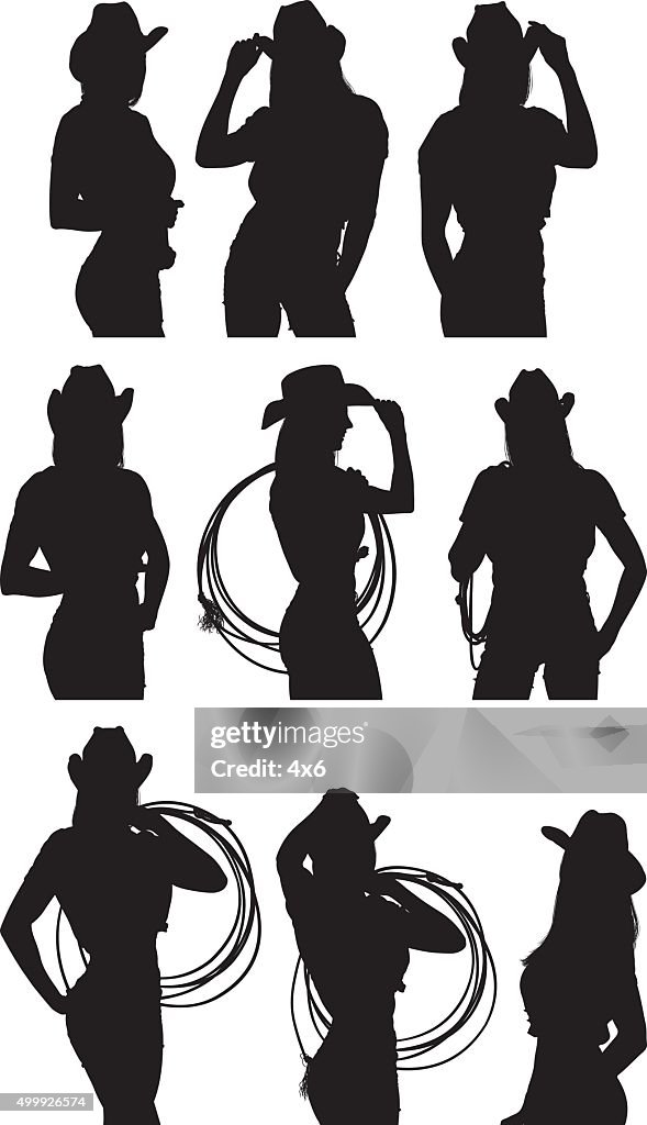 Cowgirl standing in various views