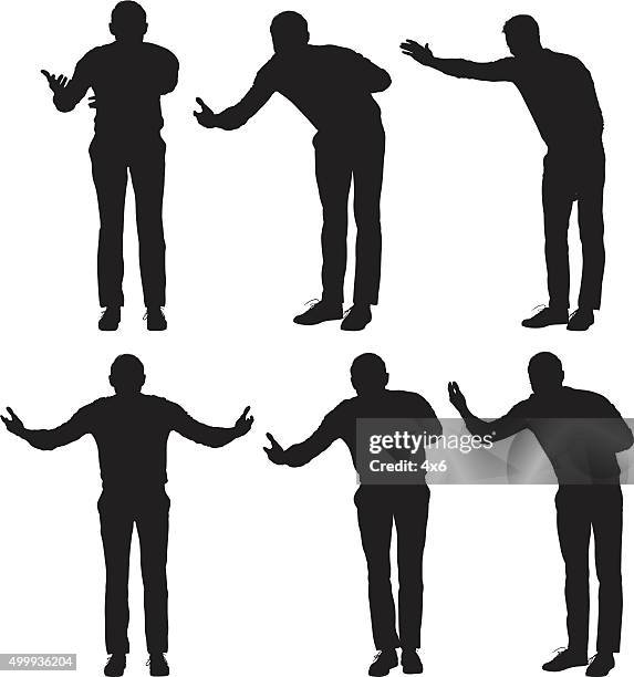 man in various actions - bowing stock illustrations