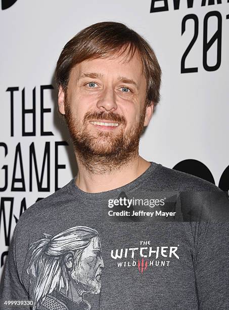 Video game developer Marcin Iwinski arrives at The Game Awards 2015 - Arrivals at Microsoft Theater on December 3, 2015 in Los Angeles, California.