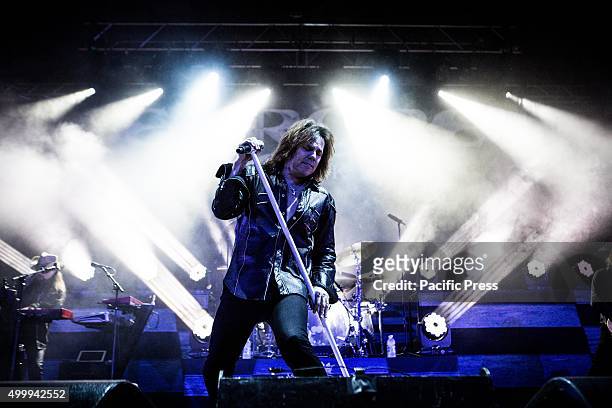 Joey Tempest of the Swedish rock band Europe pictured on stage as he performs live at Alcatraz Milan. Joey Tempest is the vocalist and main...