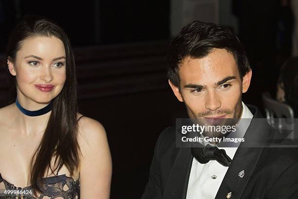 Emma Miller and Mark-Francis Vandelli attends Eastern Seasons' Gala Dinner at Madame Tussauds on November 30 2015, in London, England.