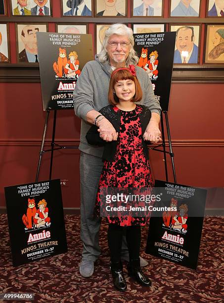 Director and lyricist Martin Charmin and actress Issie Swickle pose for a photo at the "Annie" Cast Phototcall at Sardi's on December 4, 2015 in New...
