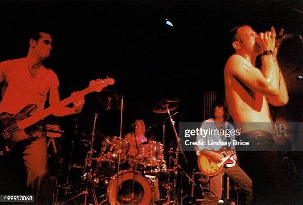 Rock group Mighty Joe Young L-R Robert DeLeo, Eric Kretz, Dean DeLeo and Scott Weiland perform at Club Blak and Bloo the night they signed to...