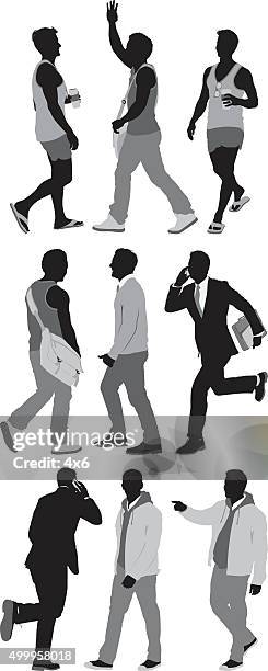 people in various actions - walking behind stock illustrations