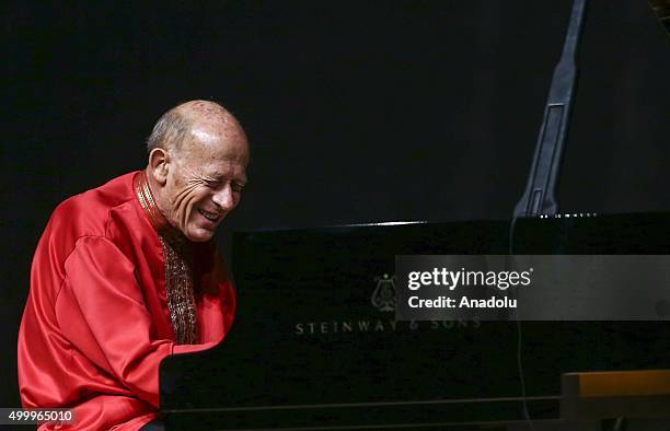 Pianist David Helfgott performs during a concert at Ankara Chamber of Commerce Congressium hall in capital Ankara, Turkey on December 4, 2015.