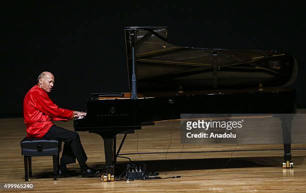 Pianist David Helfgott performs during a concert at Ankara Chamber of Commerce Congressium hall in capital Ankara, Turkey on December 4, 2015.