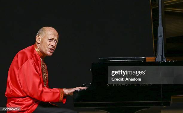 Pianist David Helfgott performs during a concert at Ankara Chamber of Commerce Congressium hall in capital Ankara, Turkey on December 4, 2015.