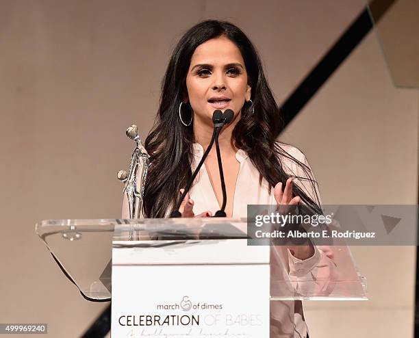 Inspiring Woman of the Year Bela Bajaria speaks onstage at the March Of Dimes Celebration Of Babies Luncheon honoring Jessica Alba at the Beverly...